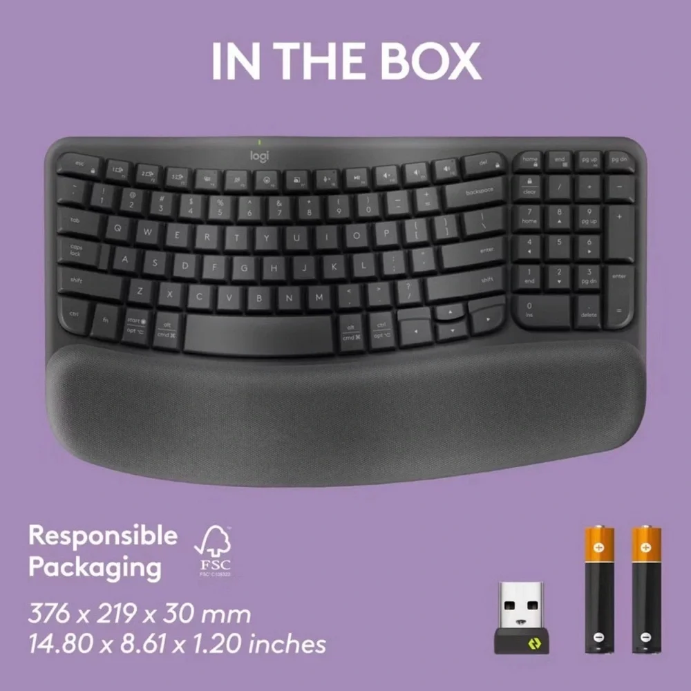 Logitech Wave Keys Bluetooth Keyboard - Picture 1 of 11